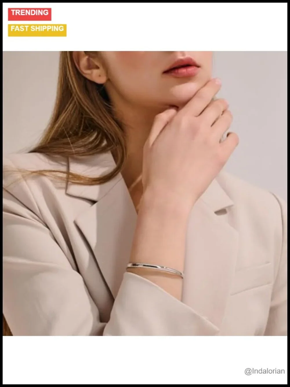 Sterling Silver Oval Bangle Bracelet Snap Clasp Stackable Minimalist